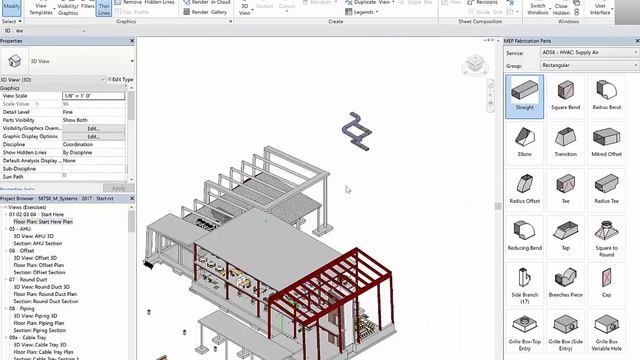 Revit 2017 Fabrication Parts Tips and Tricks 01 Top Justified Ductwork смотреть онлайн