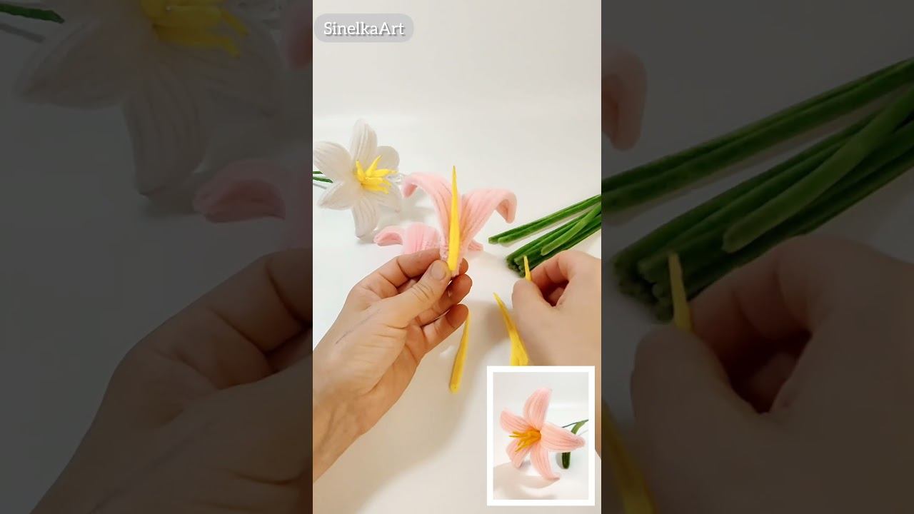 Лилия из синельной проволоки DIY / мастер класс #diy #art #handmade #flowers #lily смотреть онлайн