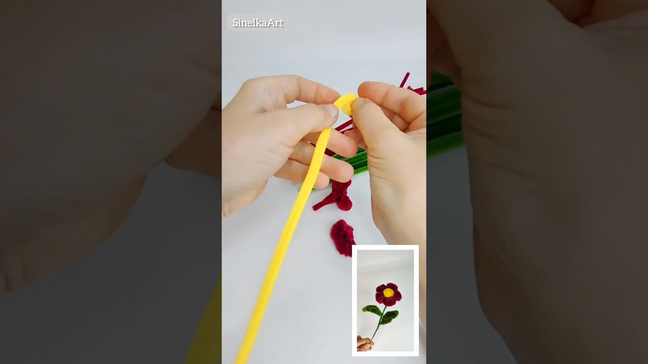 Простой цветок из синельной проволоки /Синельная проволока мастер класс #diy #art #handmade #flowers смотреть онлайн