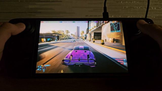 Steam Deck Oled Cyberpunk 2077 90Fps 800P HDR 15w FSR3.0 Quality смотреть в 4К!