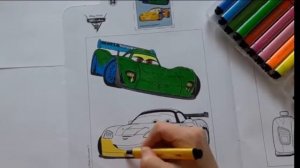 Color book Cars 2. Coloring car. Расскраска Тачки 2. Молния Маквин.