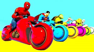 Мультики про цветные электрические мотоциклы и вертолеты для детей с забавными супергероями
