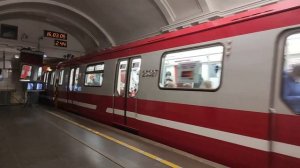 Отправление поезда метро  81-722.1/723.1/724.1 «Юбилейный» ОЭВРЗ со станции Пушкинская КВЛ.