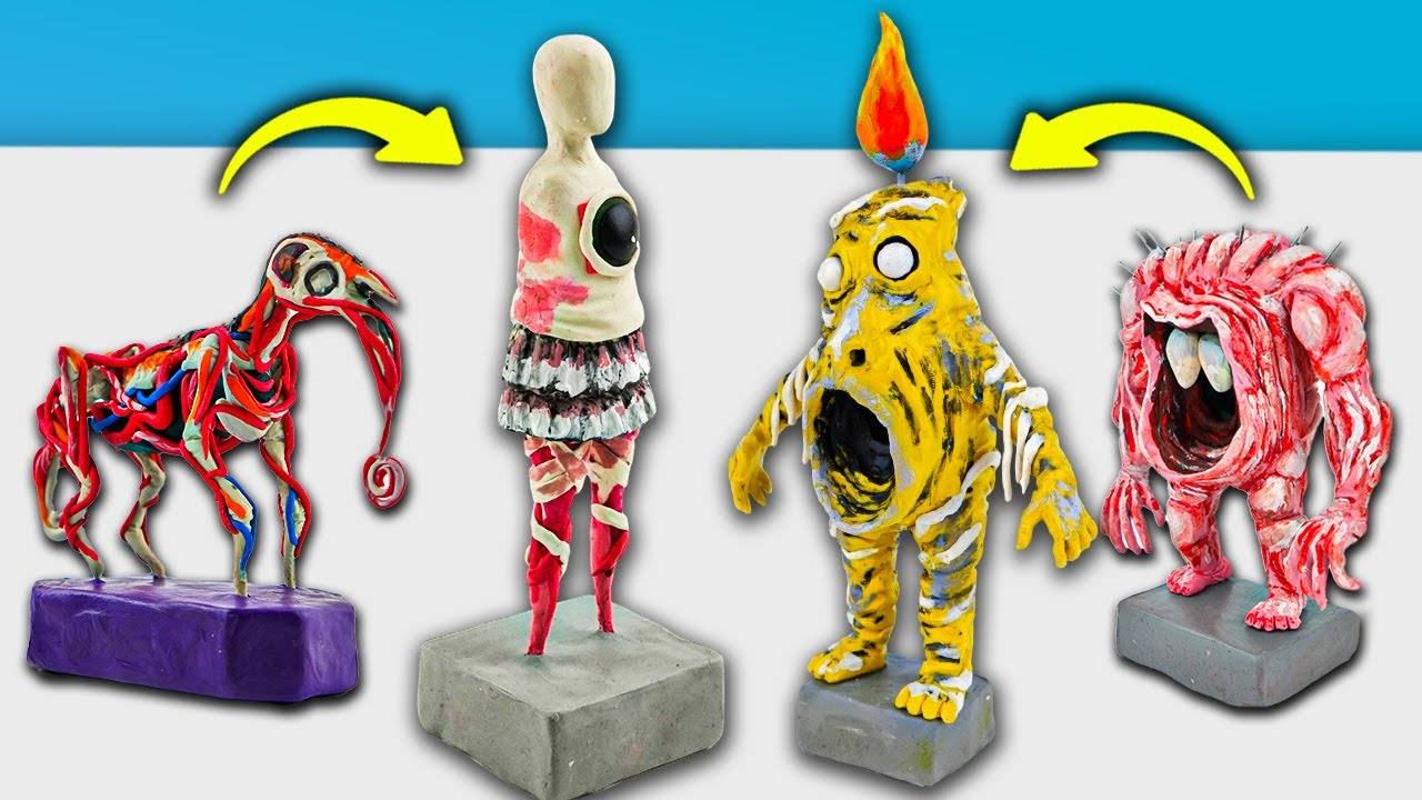 Страшилки из ПЛАСТИЛИНА! Лепим Творения Тревора Хендерсона!