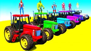 Мультики для Детей Гоночные Тракторы и Супергерои преодолевают препятствия Мультфильмы для Детей