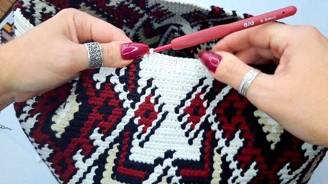 Жаккард крючком, без протяжек. На примере сумки смотреть онлайн