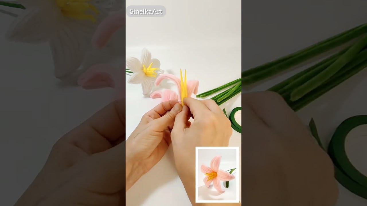 Лилия из синельной проволоки / Pipe Cleaner / DIY / Tutorial / Синельная проволока мастер класс смотреть онлайн