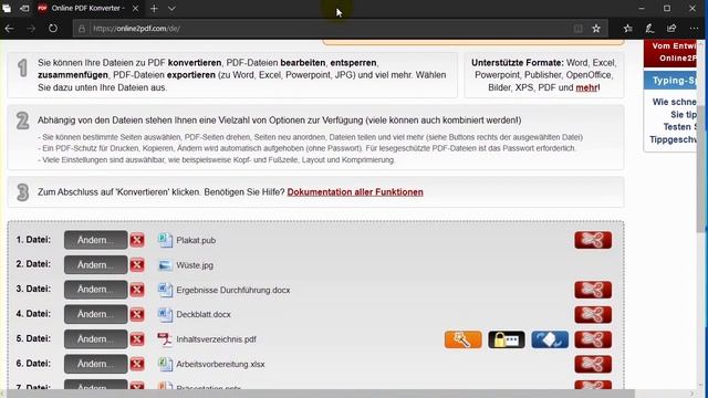 Projektmappe Mit Online2pdf Erstellen