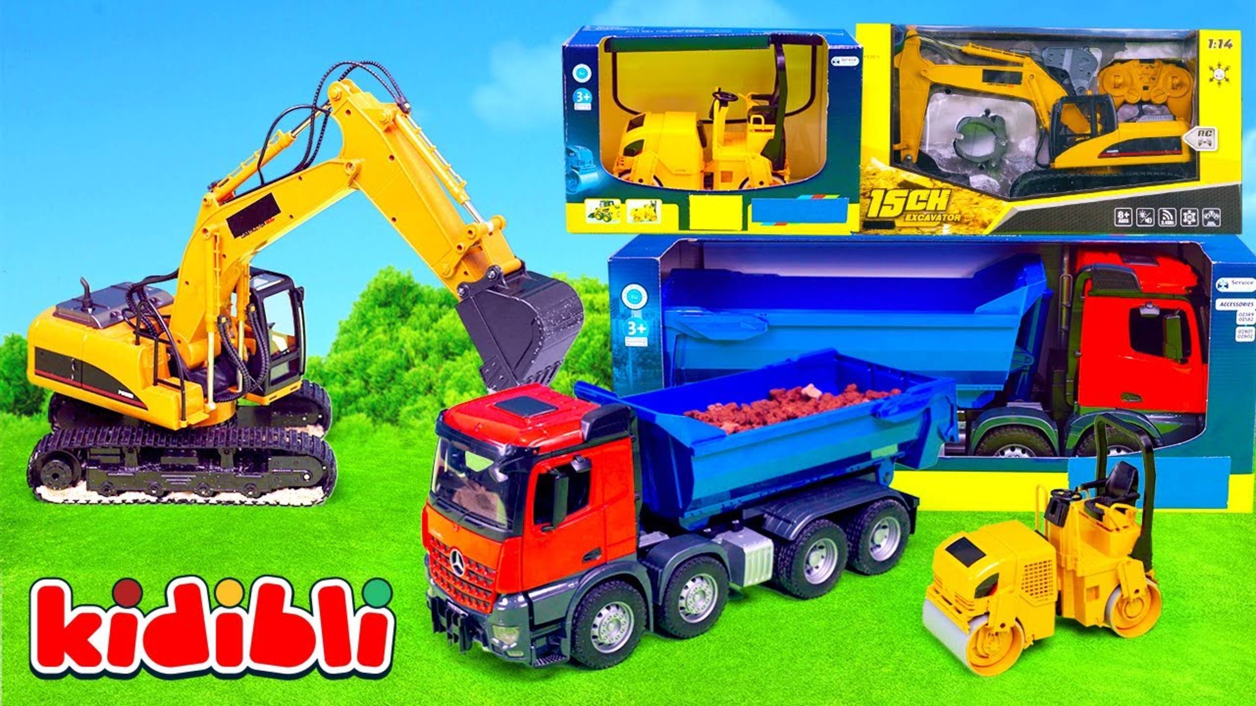 Игрушечный экскаватор ремонтирует дорогу! 🚧 Строительные грузовики и развивающие игрушки для детей смотреть онлайн