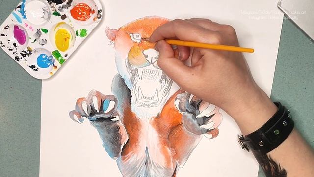 Рисую леопарда акриловыми красками. 🐆🧡🖤🤍 I draw a leopar смотреть онлайн