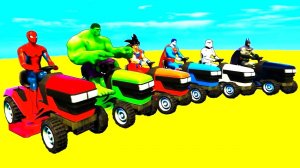 Мультики про Цветные маленькие ТРАКТОРЫ и ВЕРТОЛЕТЫ супергерои для детей с детскими стишками