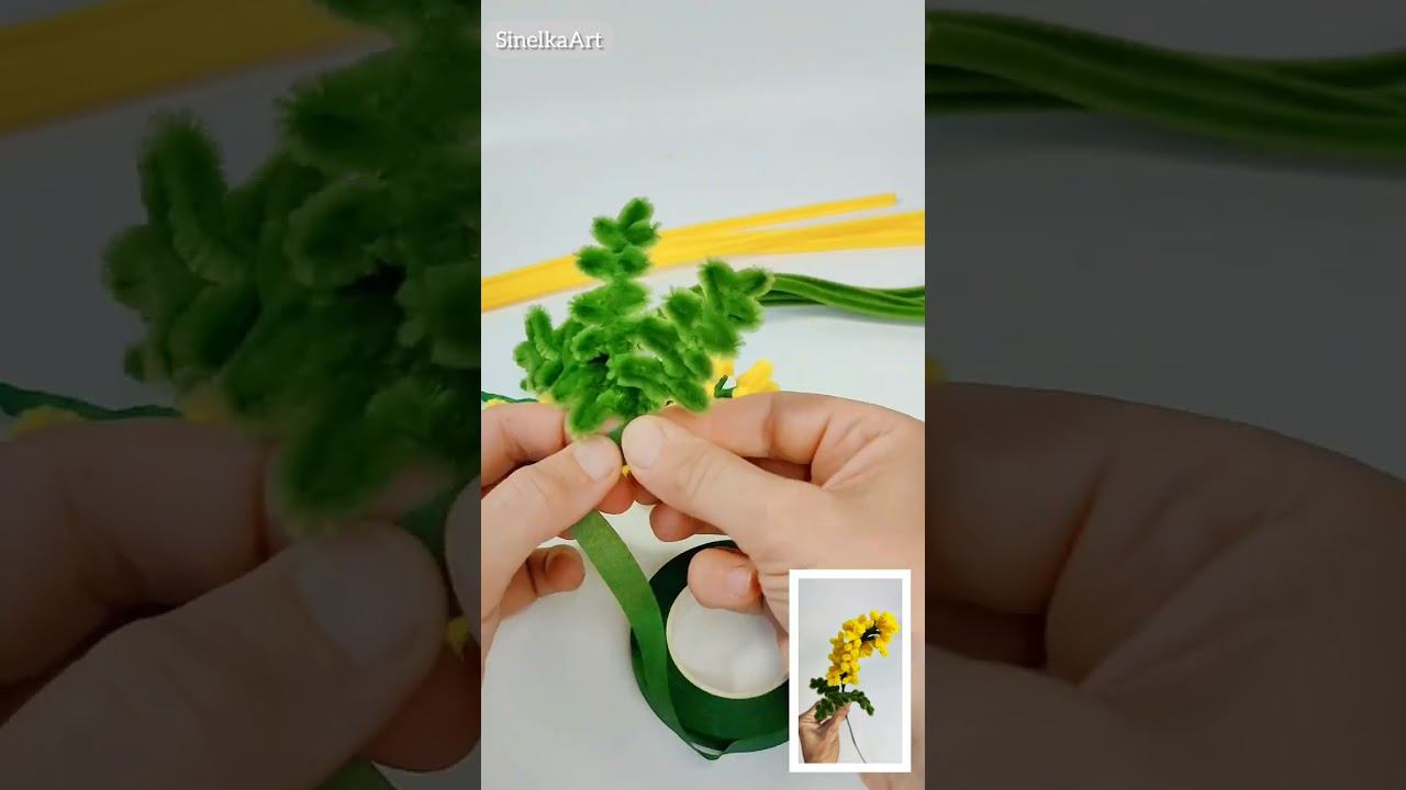 Лист для букета из синельной проволоки / DIY / Tutorial / Синельная проволока мастер класс смотреть онлайн