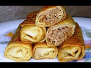 Блинчики с мясом.