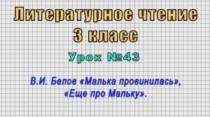 Литературное чтение 3 класс (Урок№43 - В.И. Белов «Малька провинилась», «Еще про Мальку».)