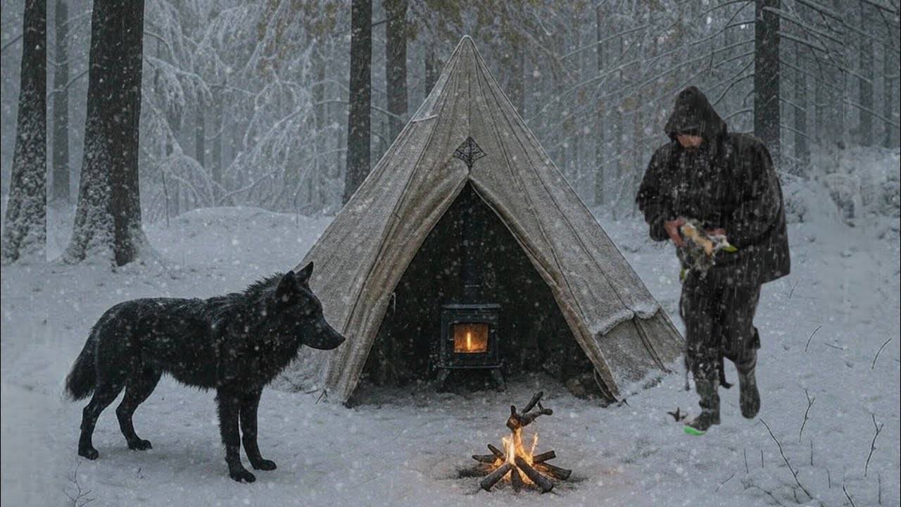 Жаркий поход в палатке в экстремальных условиях | в одиночестве при температуре -14°C смотреть онлайн