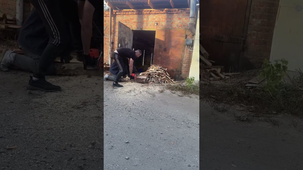 Как быстро пилить горбыль. Бюджетная бензопила #stawind #бензопила #горбыль #дрова