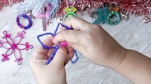 СНЕЖИНКА синяя из синельной проволоки пошагово! Прост