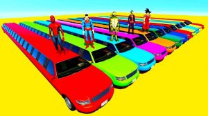 Мультики про Цветные Длинные Машинки Перепрыгивают полосу препятствий с песнями для детей