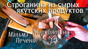 Якутский нож для строганины. Жеребятина, печень, рыба в сыром виде.
