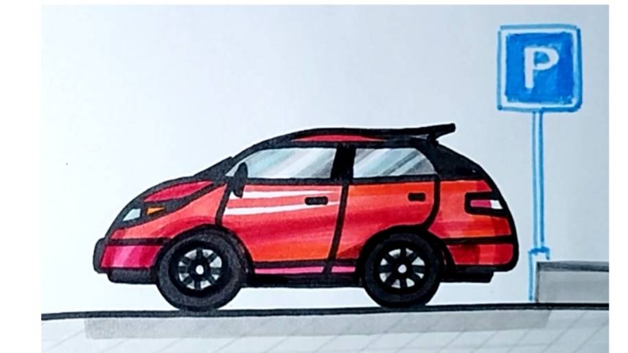 Как просто нарисовать красную машину маркерами. смотреть онлайн