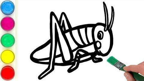 Учимся рисовать и раскрашивать кузнечика. Детям и начинающим смотреть онлайн