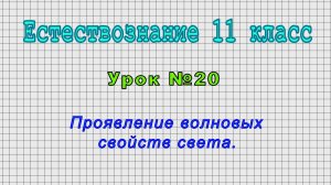 Естествознание 11 класс (Урок№20 - Проявление волновых свойств света.)