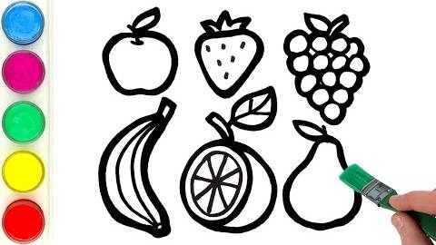 Учимся рисовать фрукты и раскрашиваем их. Малышам и начинающим смотреть онлайн