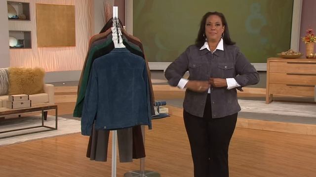 Denim & Co. Washable Suede Jean Style Jacket with Leah Williams смотреть онлайн