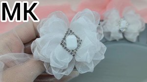 МК Белый бант, Бантики из органзы, МК Бант из органзы, Бант на 1 сентября, Бант на последний звонок