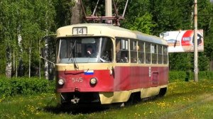 Трамваи Екатеринбурга Tatra T3SU №545 маршрут 14 и Tatra T6B5SU №360 маршрут 9 на улице Титова