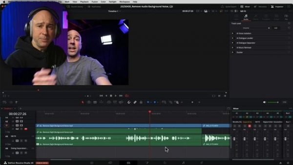 DaVinci Resolve for Beginners - Remove BACKGROUND NOISE for Clean AUDIO (Free & Studio)