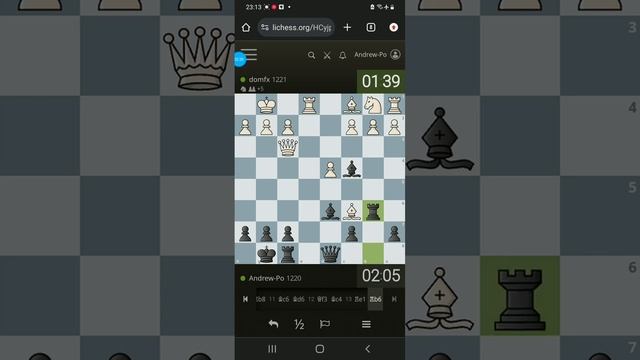 Шахматы на личесс. Повезло.