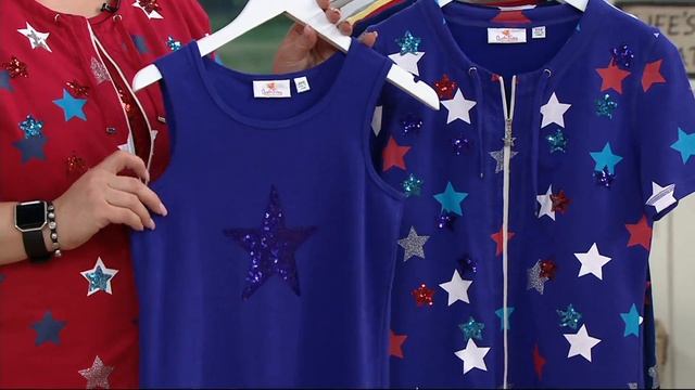 Quacker Factory Short Sleeve Zip Front Jacket And Star Tank On QVC