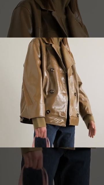 Double breasted faux patent leather jacket смотреть онлайн