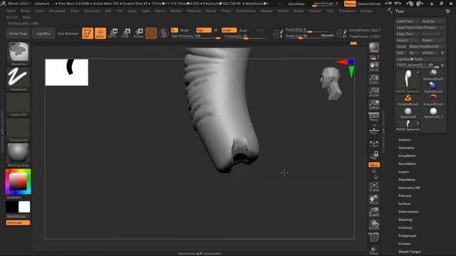 Zbrush sculpting ( Elephant Head ) Timelapse смотреть онлайн