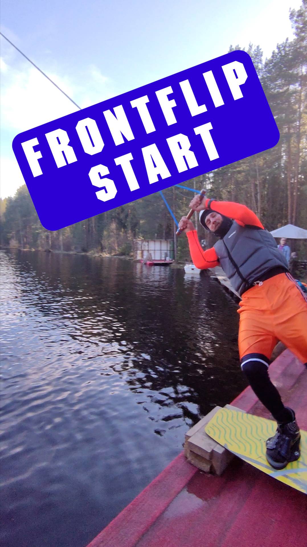 Frontflip start. Wakeboard
