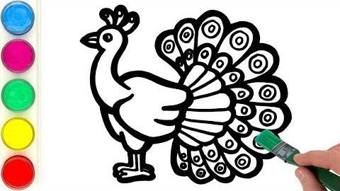 Рисуем и раскрашиваем красивого павлина сами. Детям и начинающим смотреть онлайн