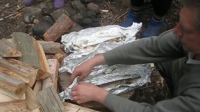 отдыхаем в лесу - щучки запеченые в углях смотреть онлайн