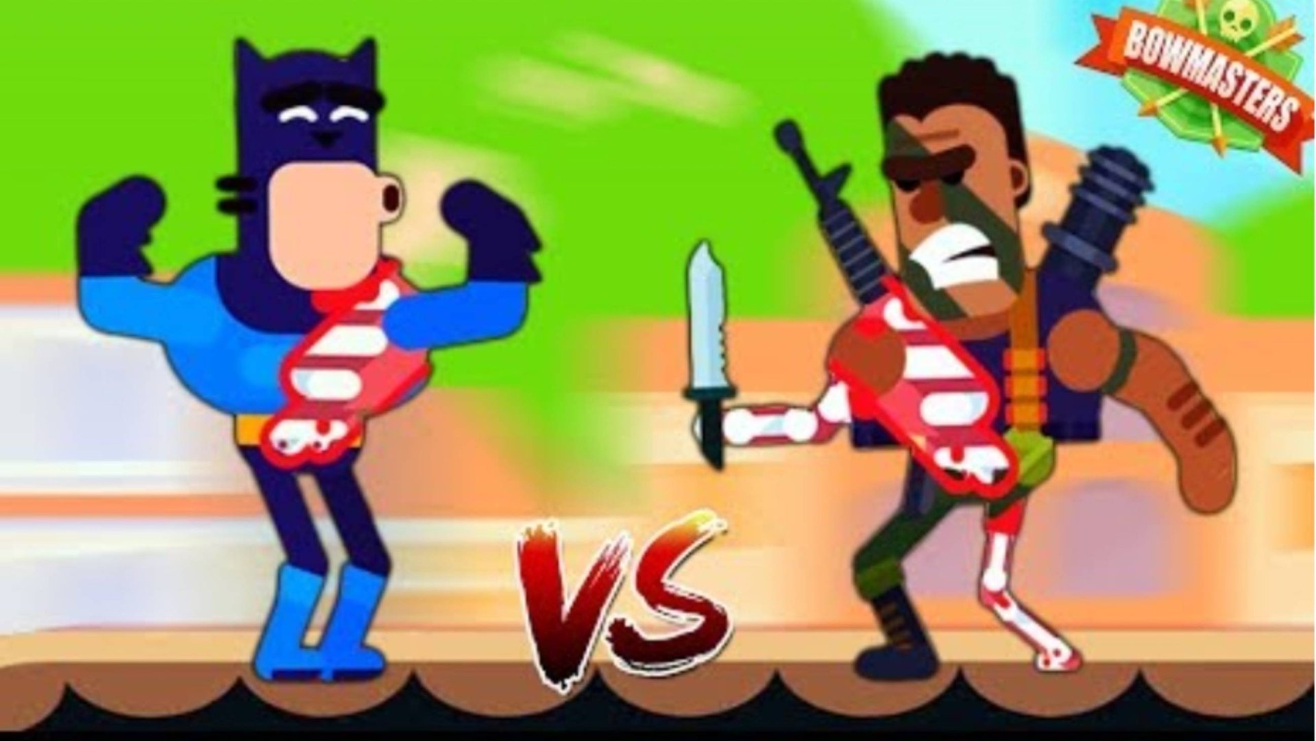 БЭТМЕН ПРОТИВ РЭМБО! Эпические БИТВЫ ГЕРОЕВ Игра Bowmasters от Cool GAMES смотреть онлайн