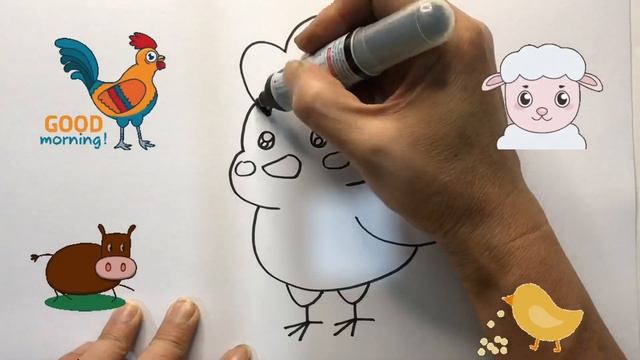 How To Draw a Cute Chicken | Bolalar uchun tovuq rasm chizish | рисуем курицу для детей смотреть онлайн