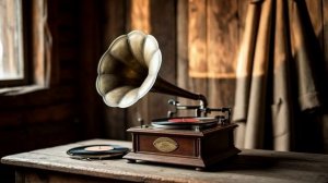 Граммофон в деревенском доме // Футаж