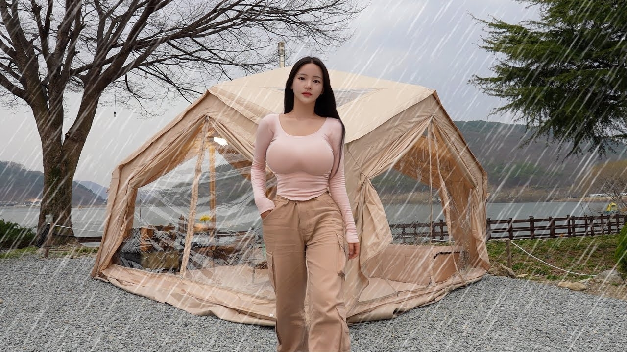 Кемпинг под дождем с роскошной надувной палаткой | Лагерь под дождем АСМР смотреть онлайн