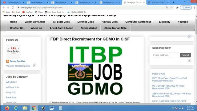 ITBP GDMO JOB 10th SSB 12th TES and IBPS Latest Govt job 2020 Apply Online смотреть онлайн