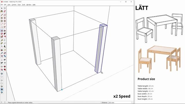 Sketchup tutorial #5 _ DIY your "LÄTT Children's table" смотреть онлайн