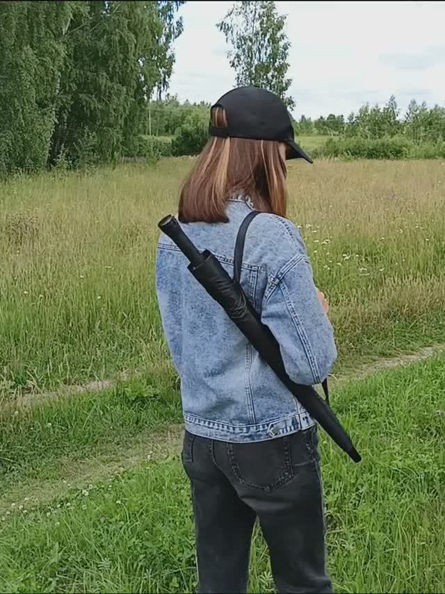 Чехол для зонта трость с лямкой Черный 60 и 70см.