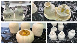 Покрытие лаком, нанесение потали, блесток на гипсовый декор