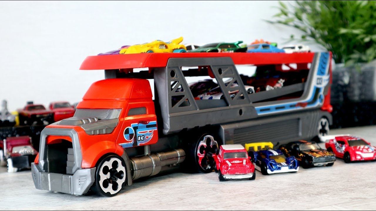Игрушечный Автовоз и очень много машинок. Распаковка. Игрушки Hot Wheels смотреть онлайн