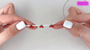 Как сделать простой браслет из бисера с вишенками ?