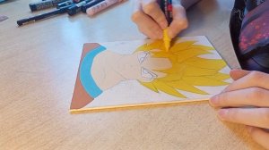 Рисую Персонажа Сон Гоку из аниме Dragon Ball акриловыми маркерами posco/Speed paint Goku/Goku art