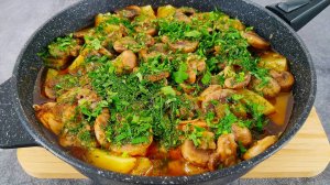 Курица с картошкой и грибами. Очень вкусный рецепт